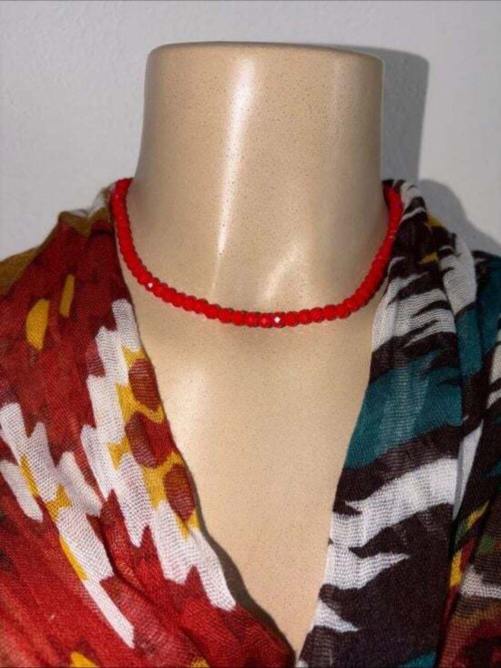 Red Faceted Shiny Bead Necklace - Women Jewelry